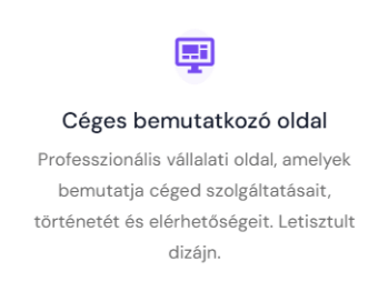 Céges bemutatkozó oldal szolgáltatás